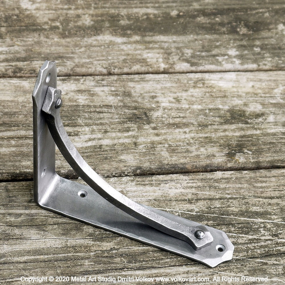 Thumbnail: Gothic Metal Shelf Brackets. Forged Handcrafted. Raw steel finish.