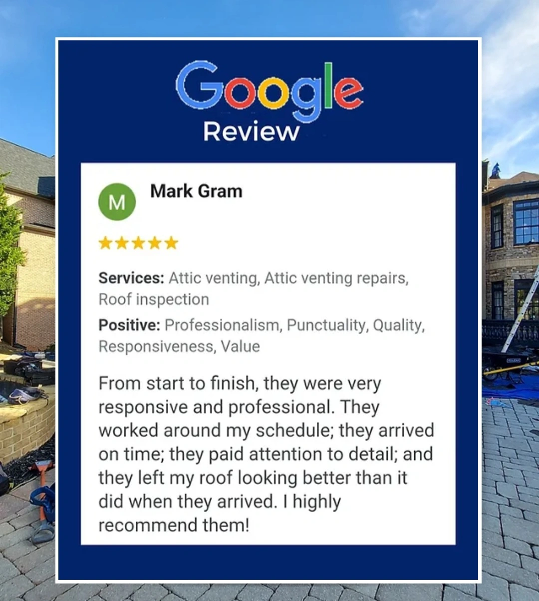 Roofing customer testimonial
