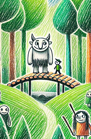 A bridge guarded by a friendly troll and a brave child faces an unexpected threat. Can they outsmart the sneaky thieves and save the day?