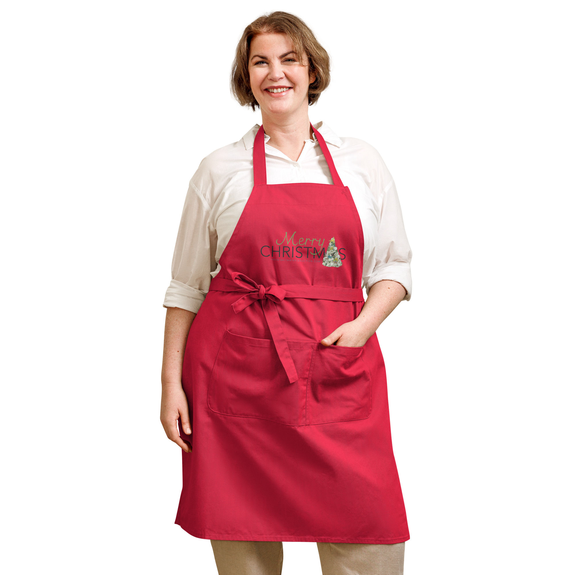 Coral Christmas Tree Organic cotton apron
