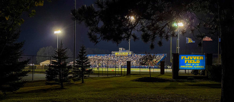 Kingsford Flivver Field at Night during a Football game