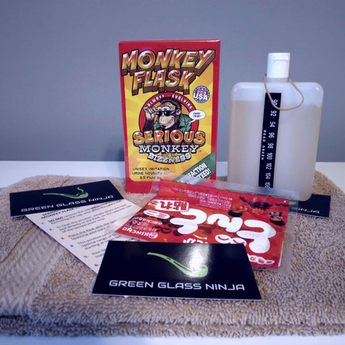 Monkey Flask Novelty Urine Kit 3.5 oz with Heating Pad and Flask