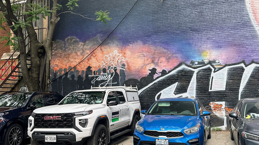 Bathhouse Raids mural by Christiano De Araujo and Troy Brooks (2026)
Seen at parking lot at 412 Church St. It represents the 1981 Toronto bathhouse raids (2026)