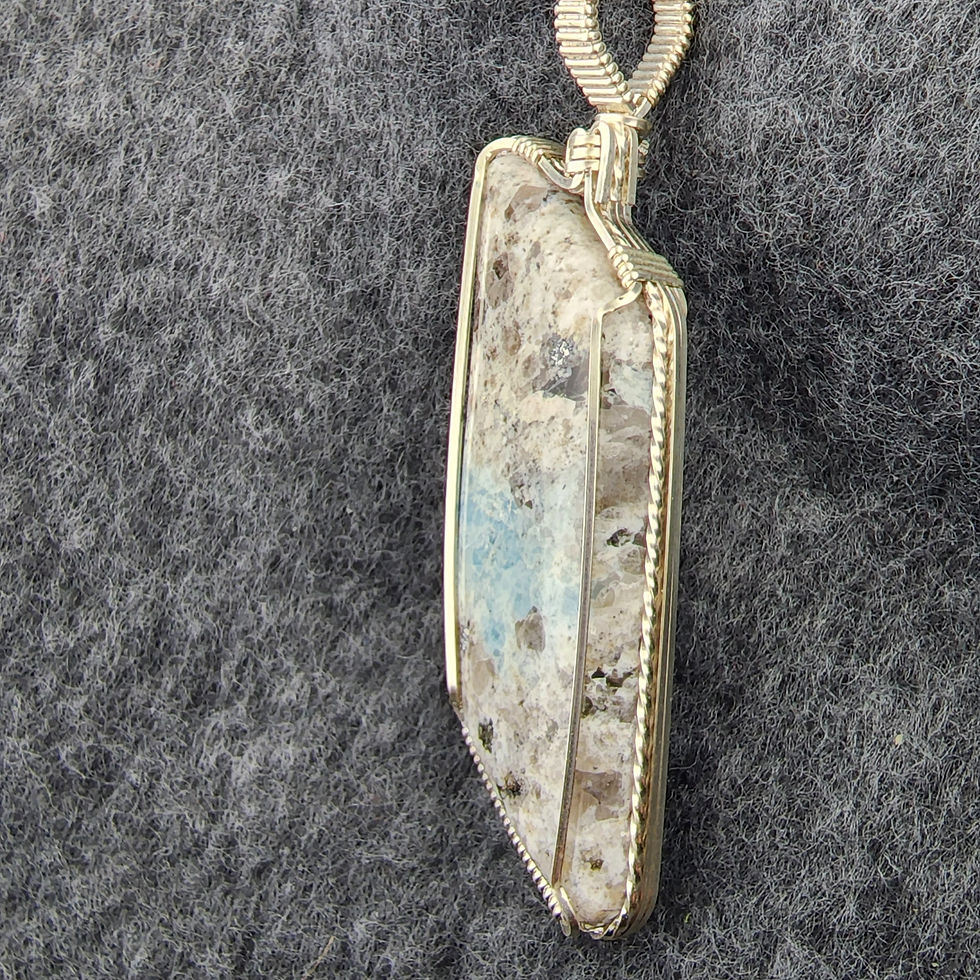 Thumbnail: Aquamarine Granite Wire Wrapped Cabochon