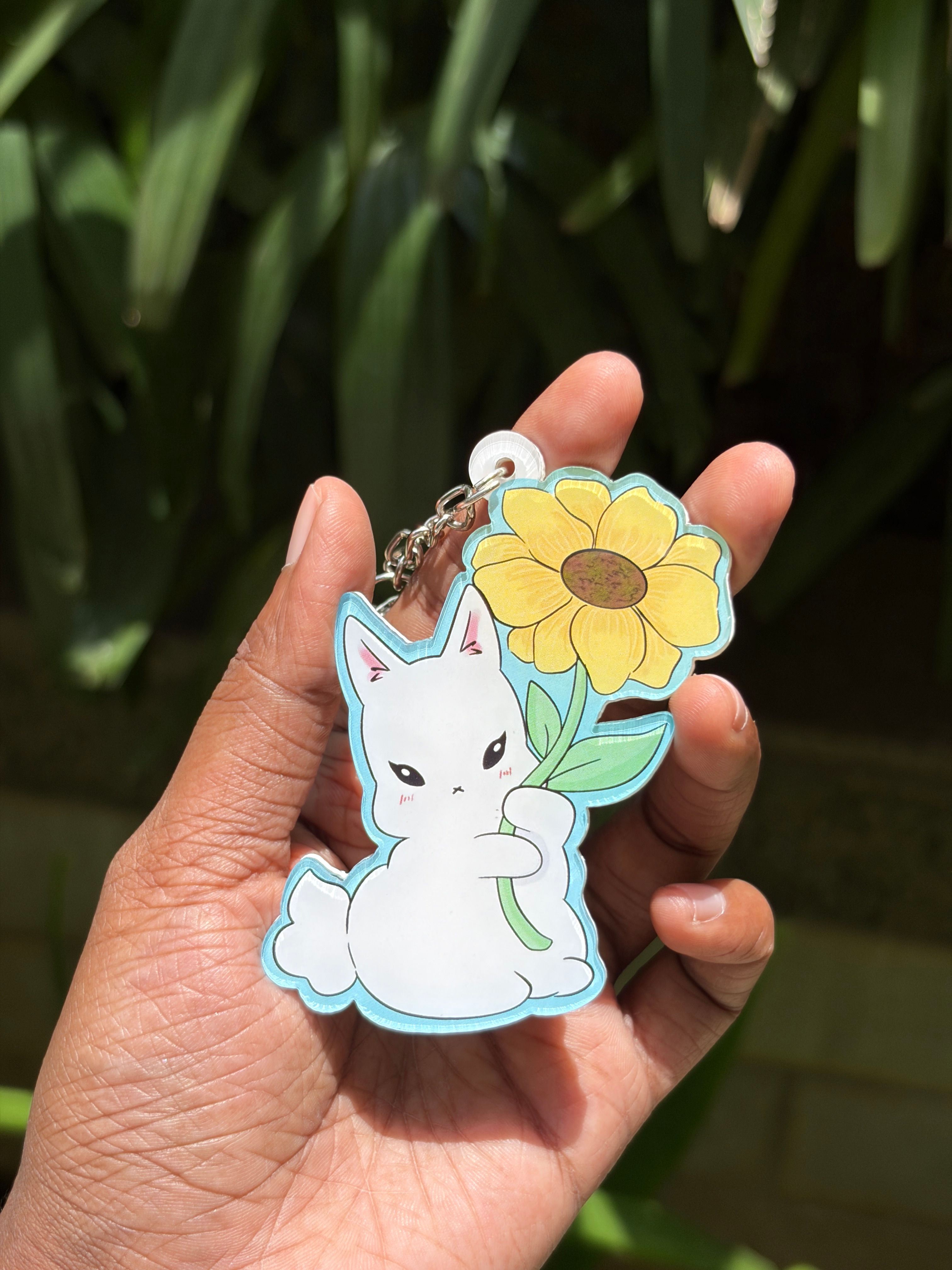 Bunny with Flower Keychain