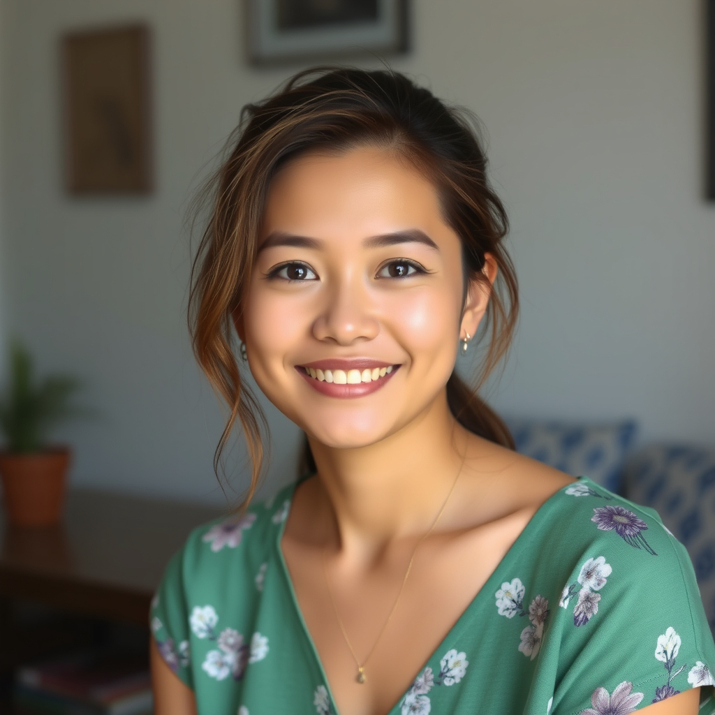mixed of filipino and dutch, young lady age around 30s, please let it look natural and can