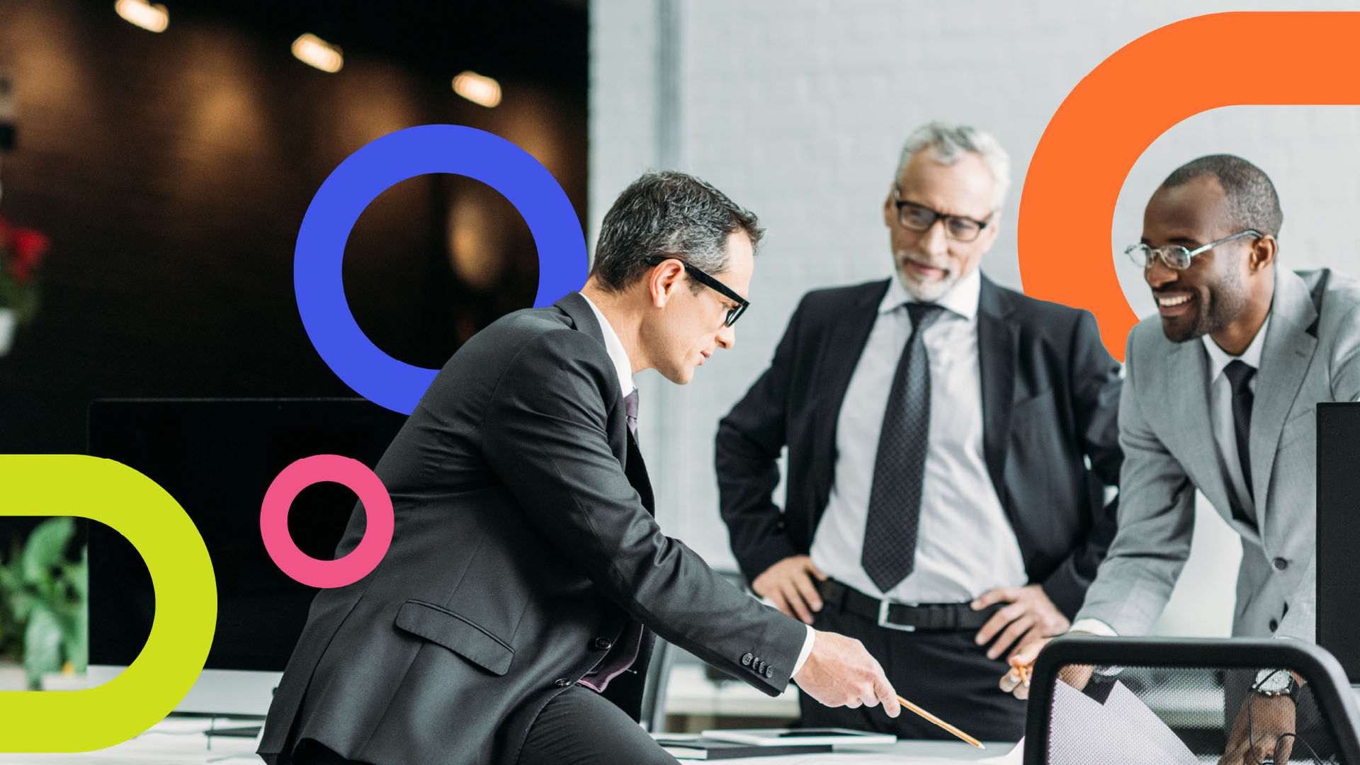DOCOsoft brand image with men in suits
