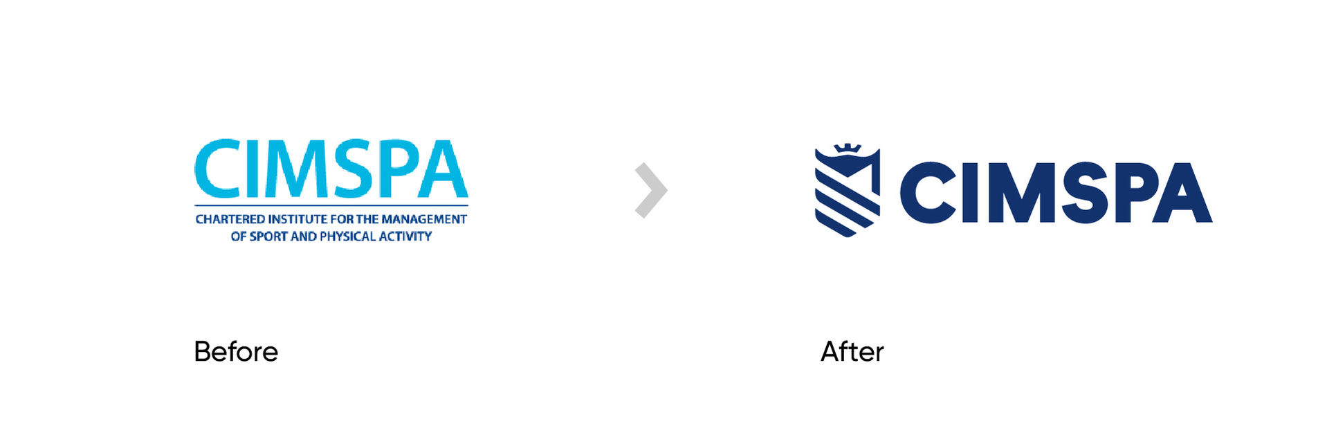CIMSPA logo before and after rebrand
