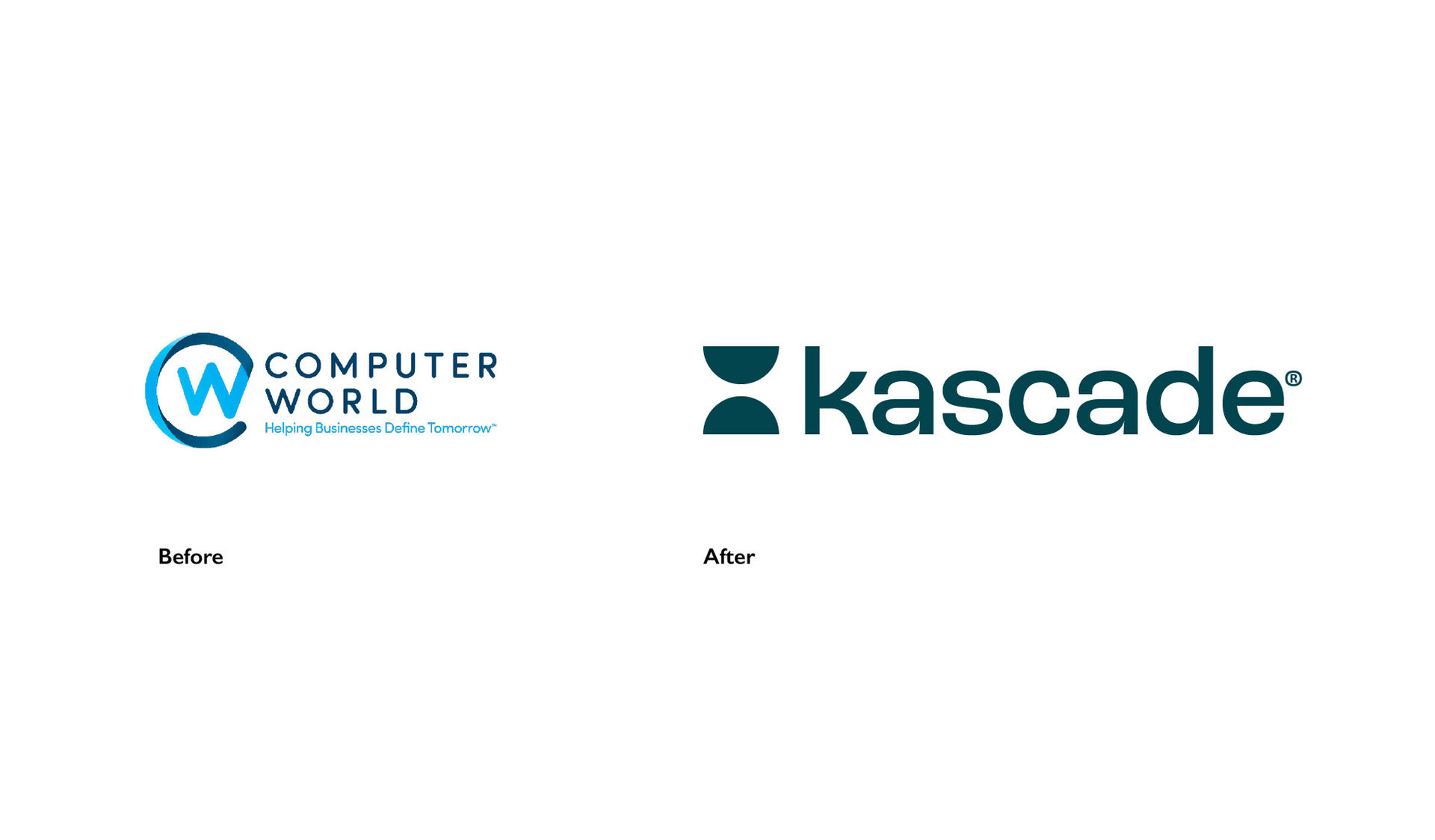 Kascade logo before (Computer World) and after