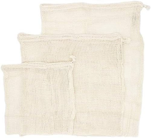 Thumbnail: Reusable cotton drawstring grocery storage bags