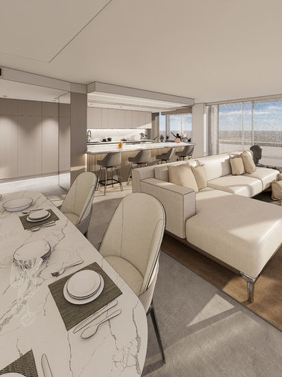 3D Penthouse moderne et design épuré luxueux