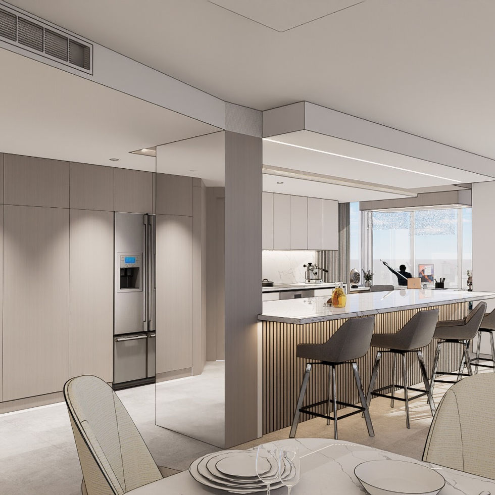 3D Penthouse moderne et design épuré luxueux