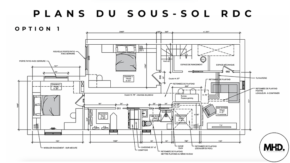 Plan 2D rénovation sous-sol