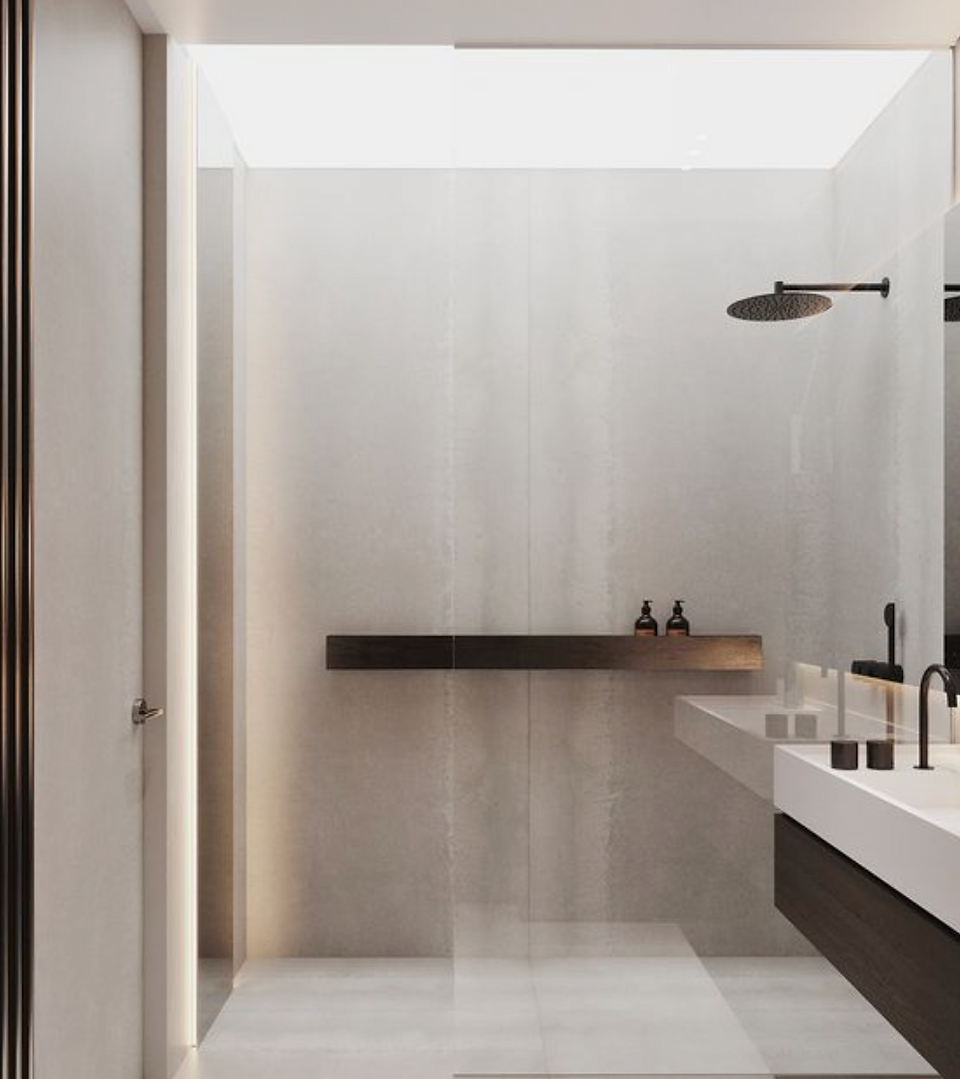 salle de bain monochromatique
