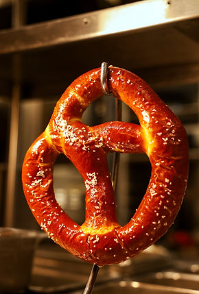 Salted pretzel on a hook