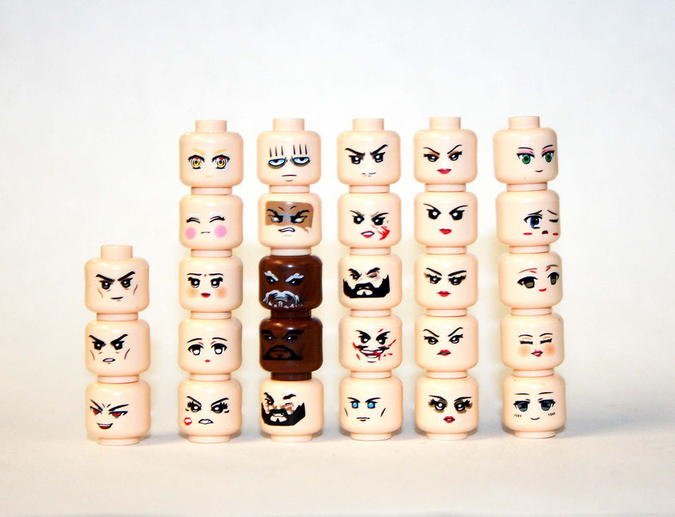 Head set of 28 Minifigure emotion heads A