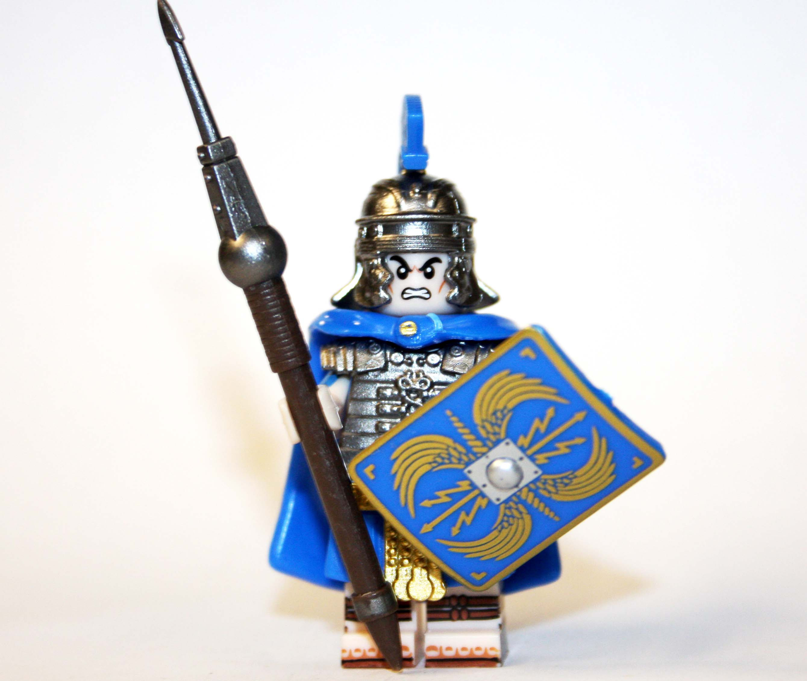 Roman Legionary Blue Cloak with Pilum soldier Minifigure