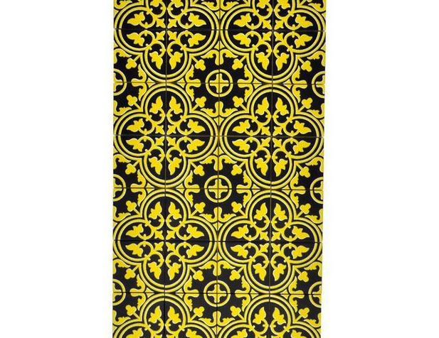 Gold and Black ornamental floor tile 2X2 construction piece