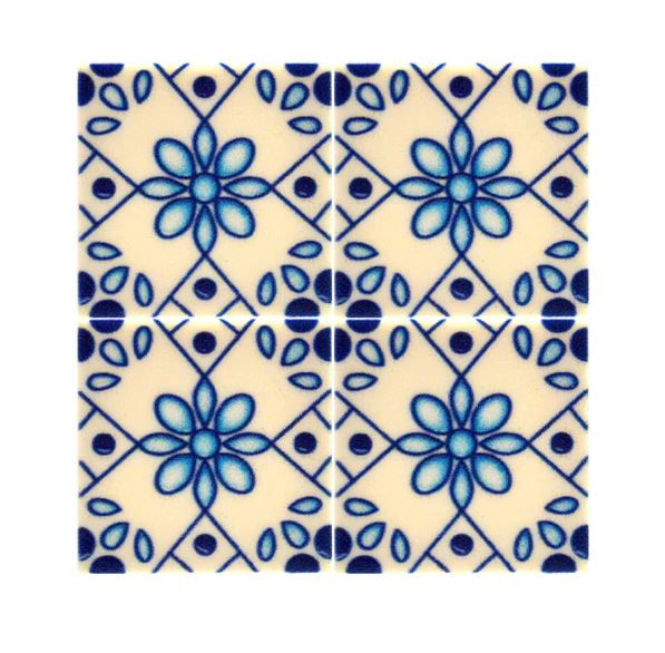 Blue and White Dutch ornamental floor tile 2X2 construction piece