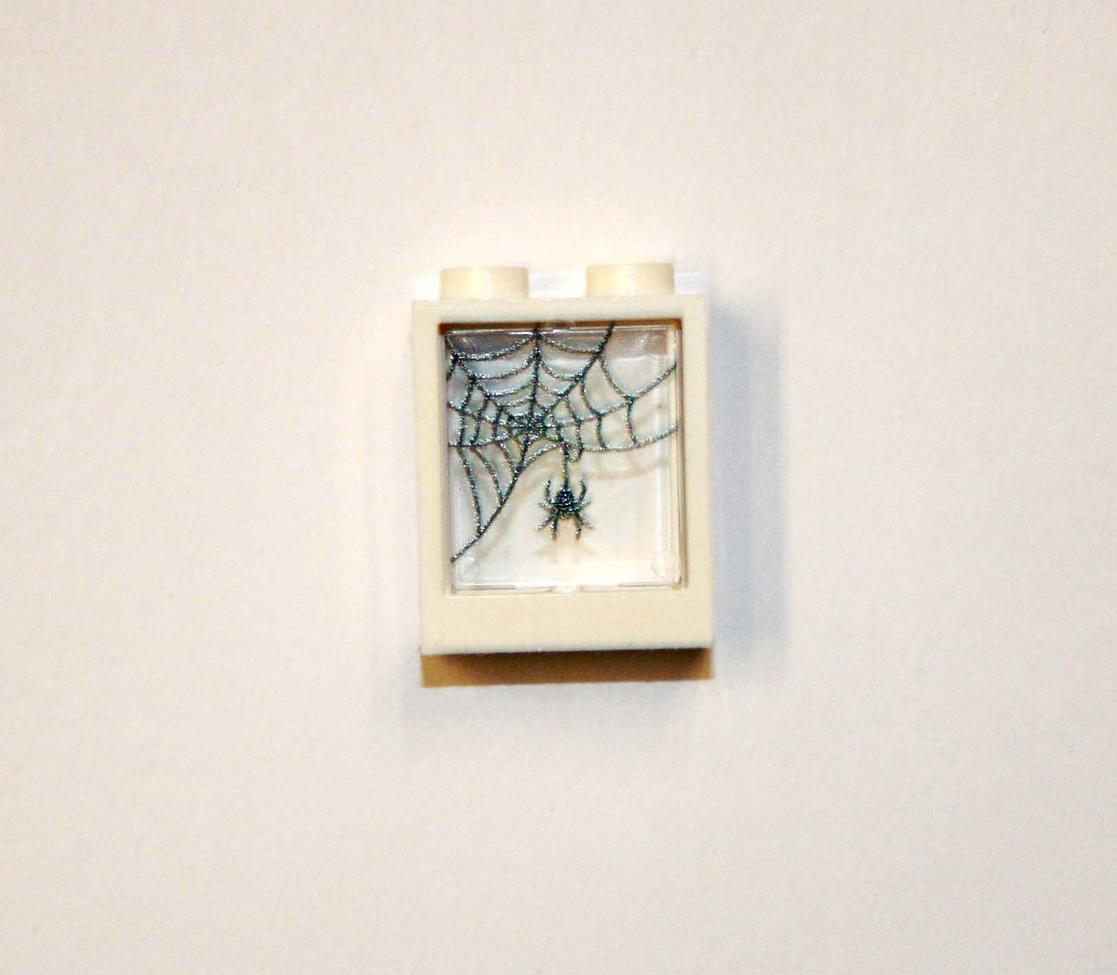 Small Window  white frame spider web DIY Construction piece for minifigure