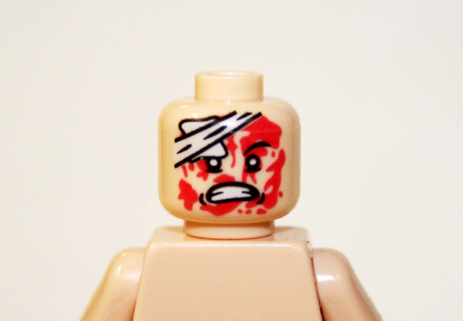 Head  Bandaged Bloody one eye Minifigure head DIY