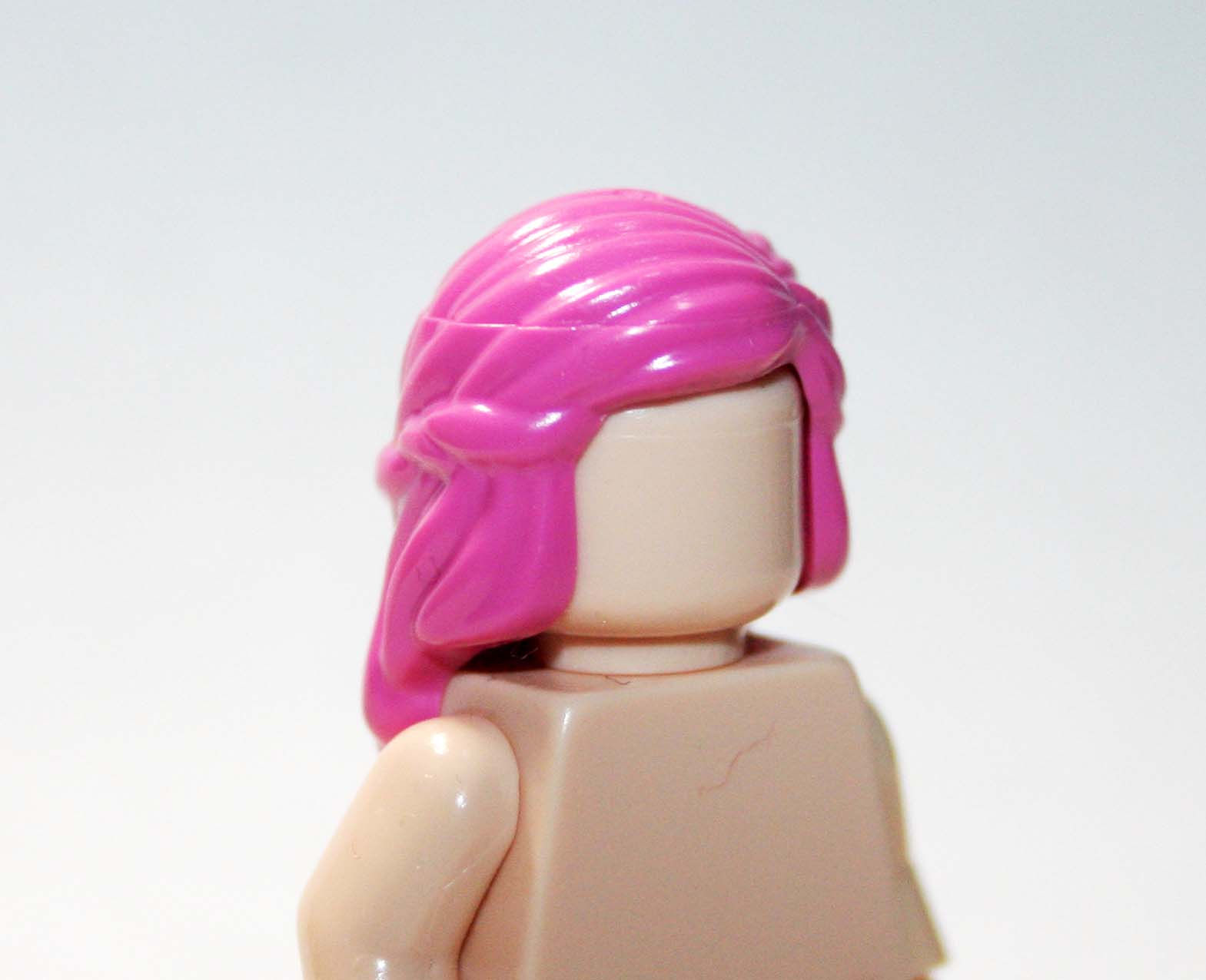 Hot Pink Long Female  Hair for Minifigure