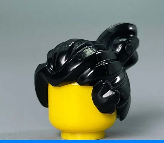 messy Black hair side pony tail piece for Minifigure