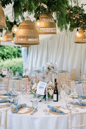 Hamswell House marquee wedding with foliage canopy