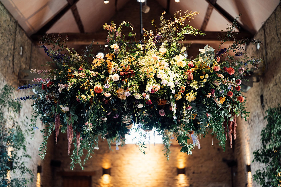 FLORAL HOOP FOR A SUMMER WEDDING AT CRIPPS BARN