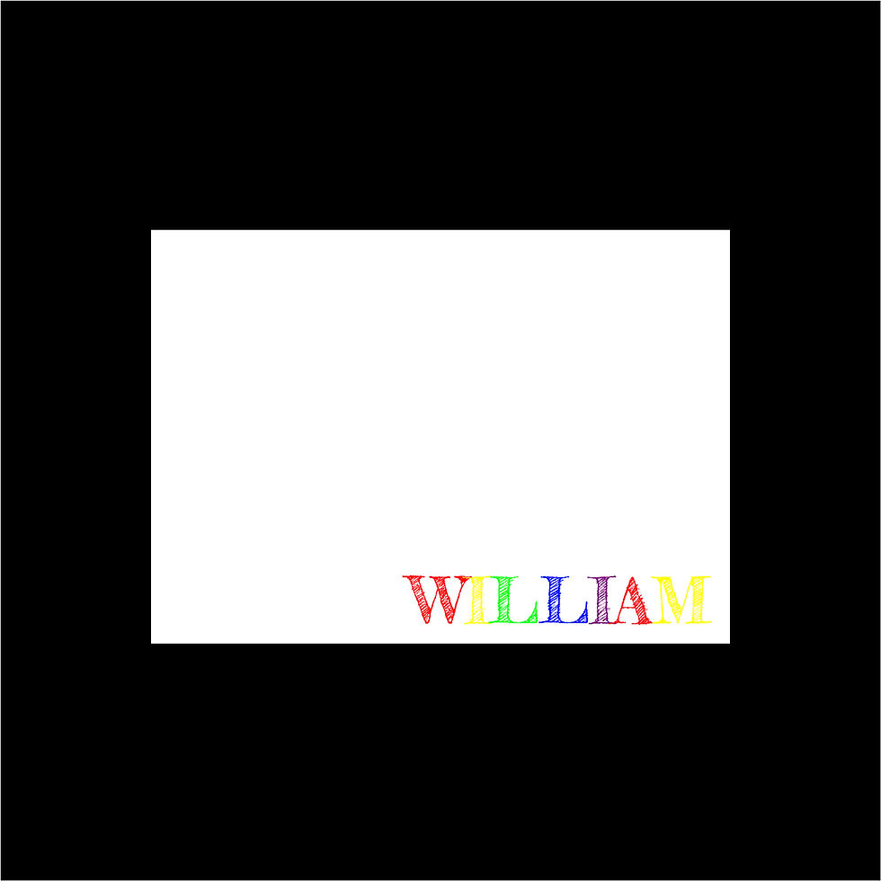 Notecard, Colored Name, 5x7, White, A7 Envelope, 12 P