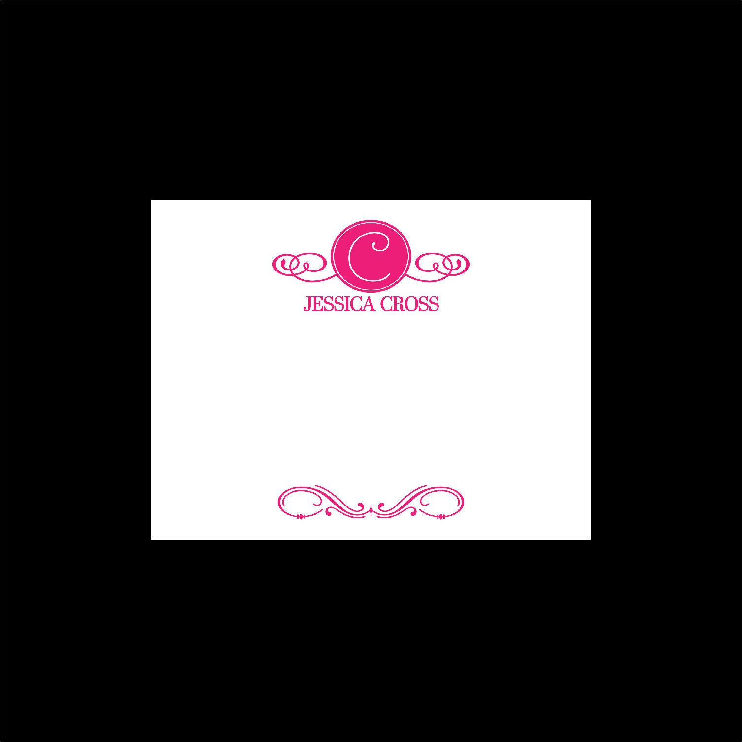 Notecard, Pink Formal, 5x7, White, A7 Envelope, 12 Pack