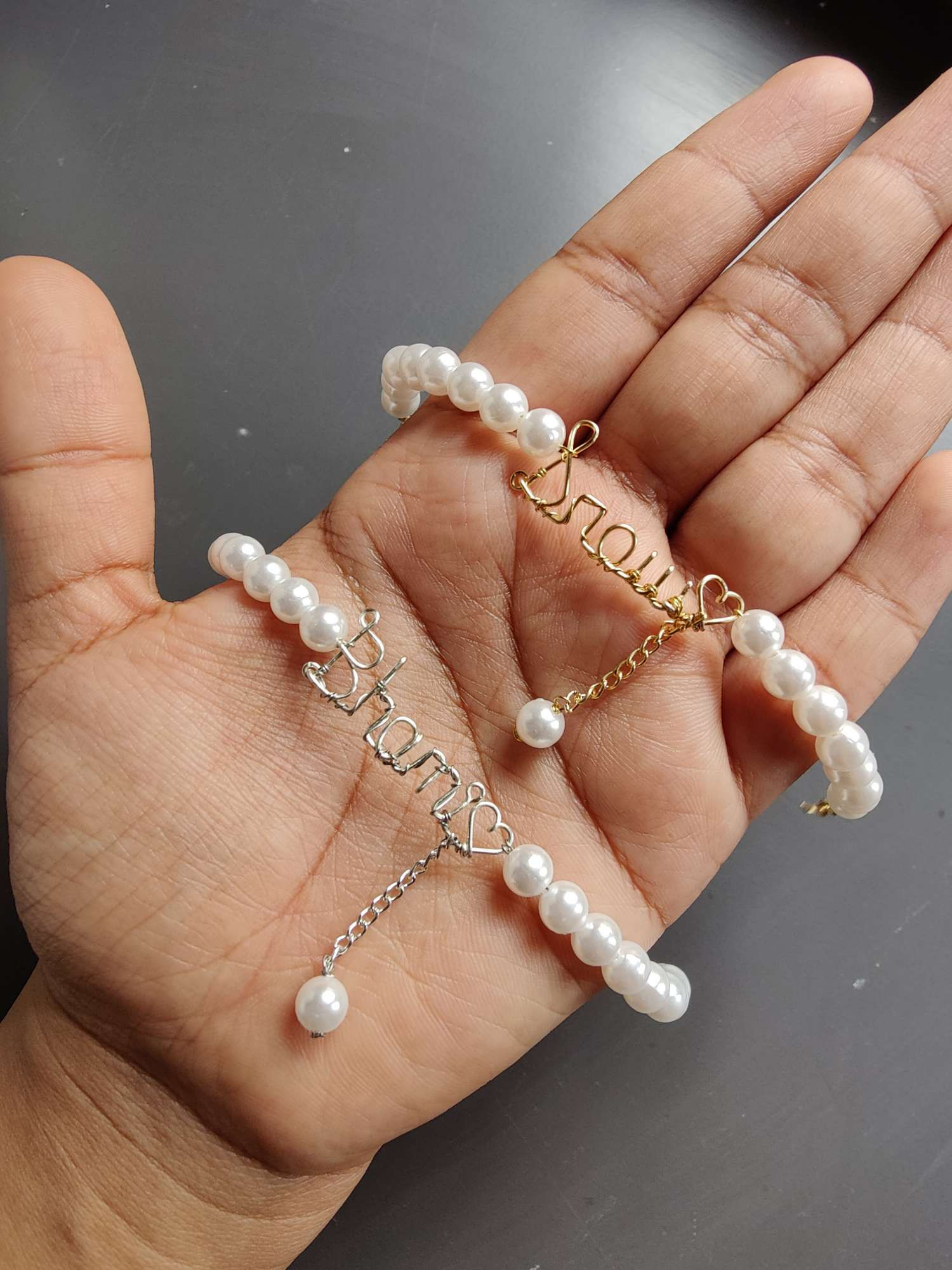 Pearl Strand Name Bracelet in gold