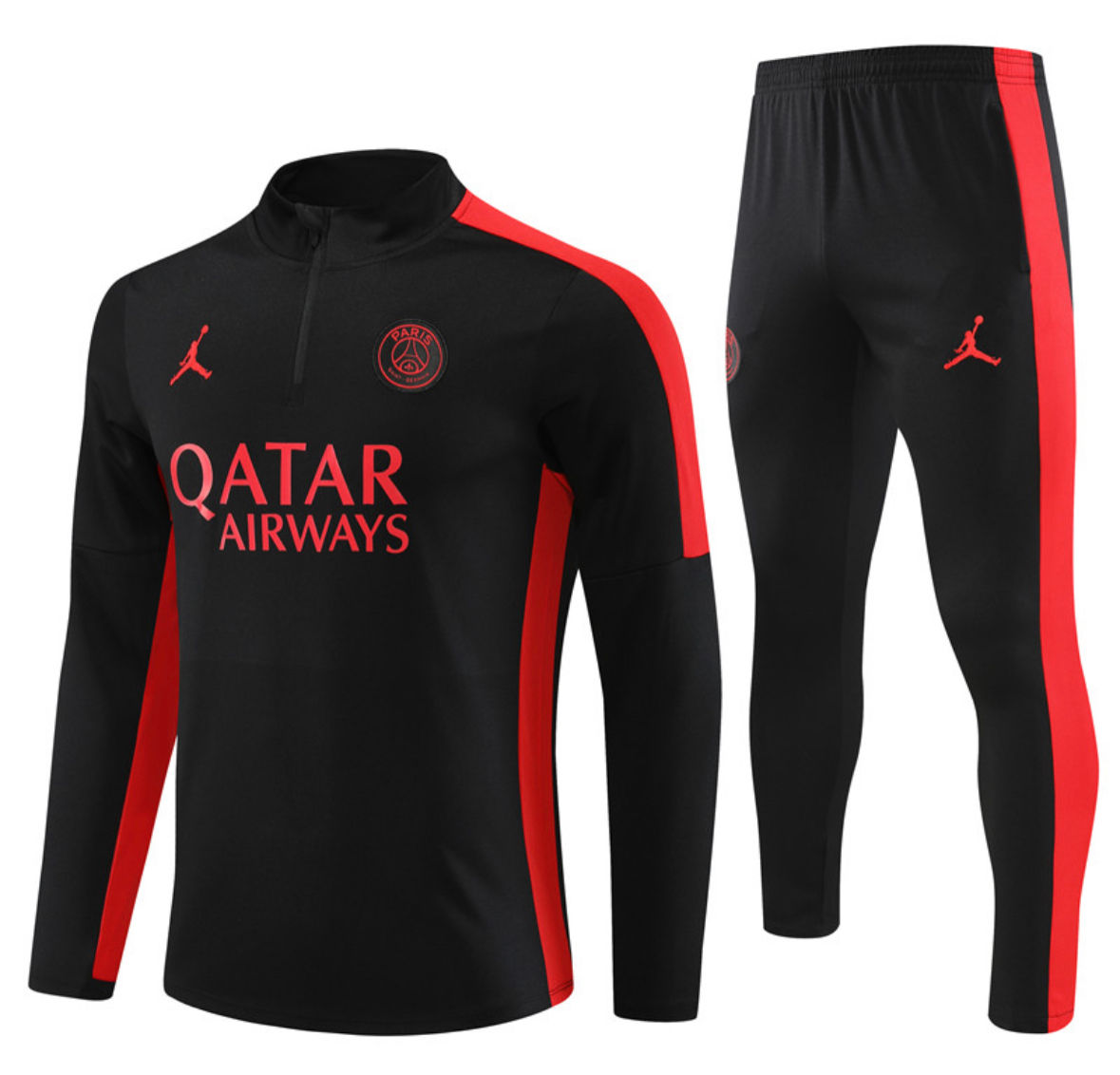 PSG black and red quarter zip tracksuit