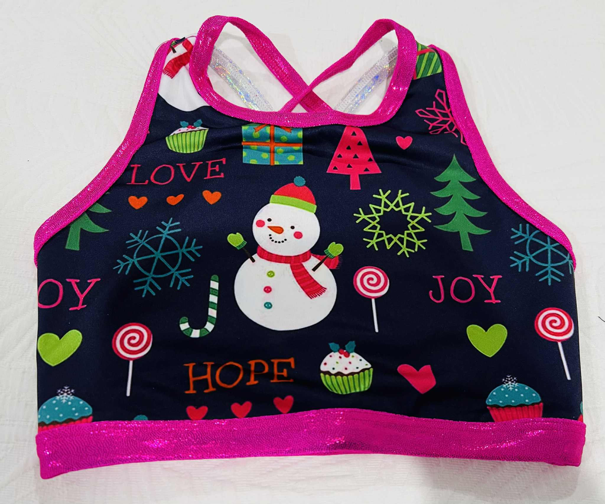 GWA - Christmas Crop Top (Navy & Pink)