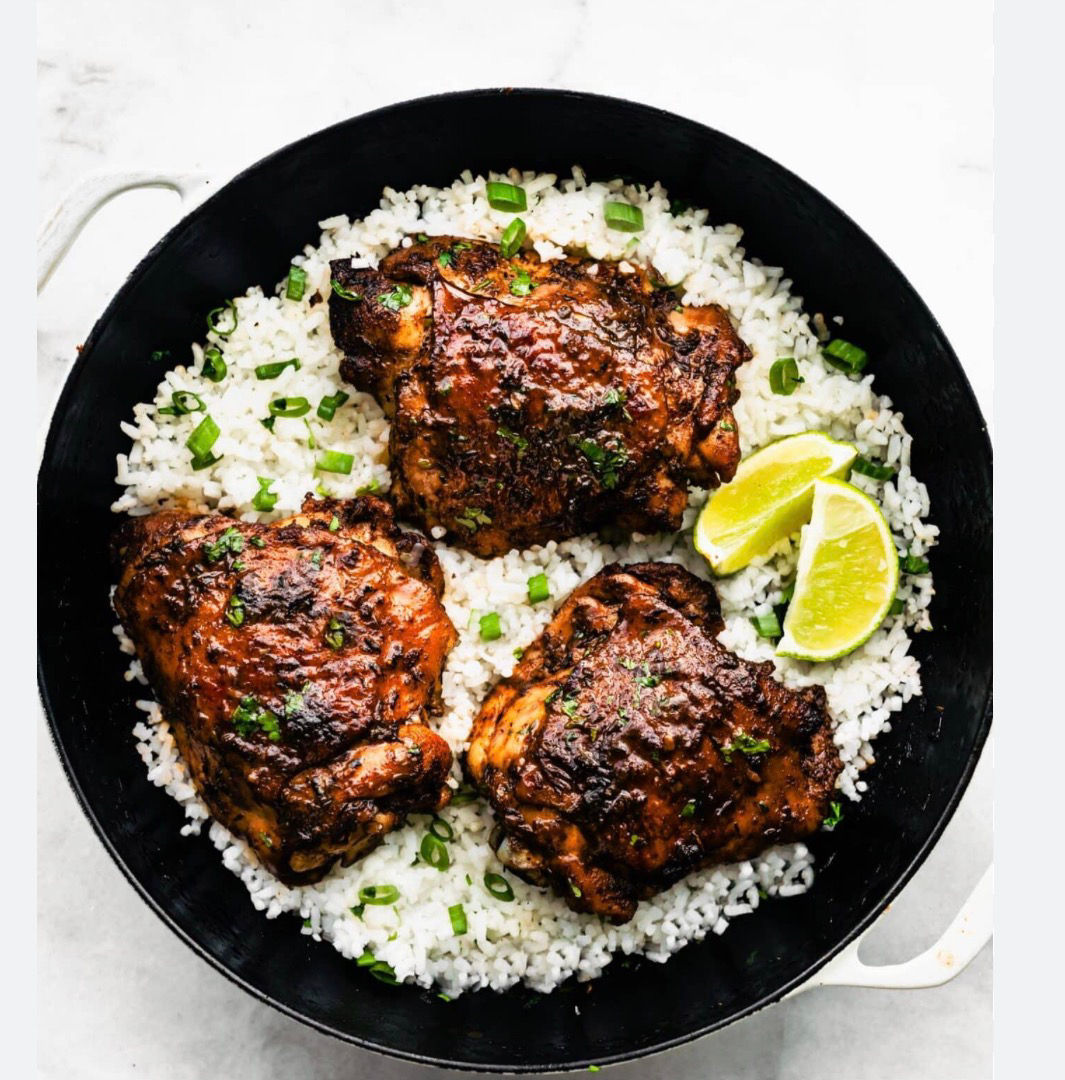Jerk Chicken w/ White Rice & Plantain