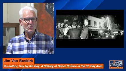 Picture of Jim Van Buskirk presenting, next to a powerpoint slide.