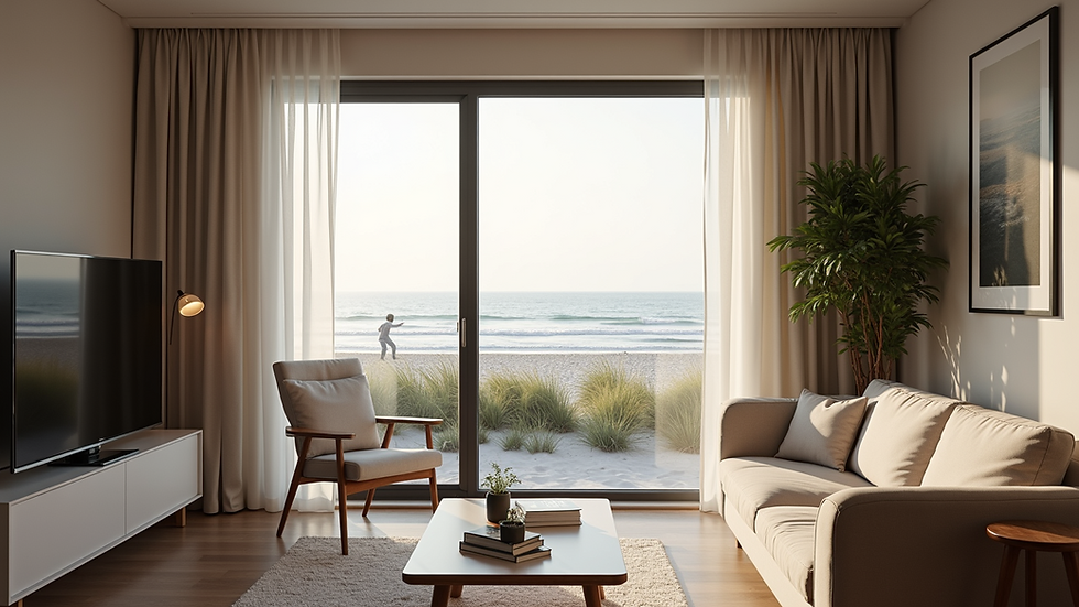 Eye-level view of a cozy beachside apartment in Zingst
