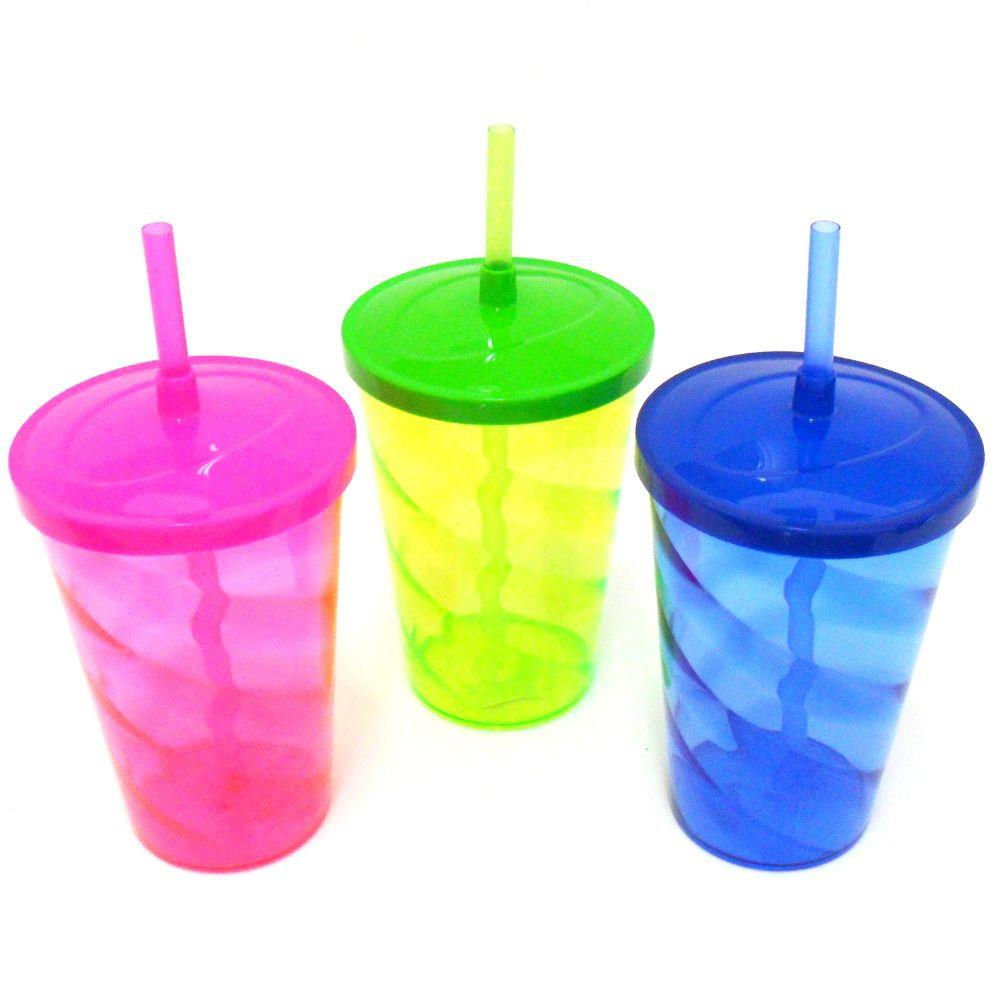 Copo Twister Personalizados tampa e Canudos 500ml