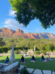 Sedona backyard yoga, yoga with red rock views, women’s retreat Sedona, outdoor yoga Arizona, private yoga session, Sedona wellness retreat, mindful movement Sedona, yoga in nature, red rocks backyard yoga