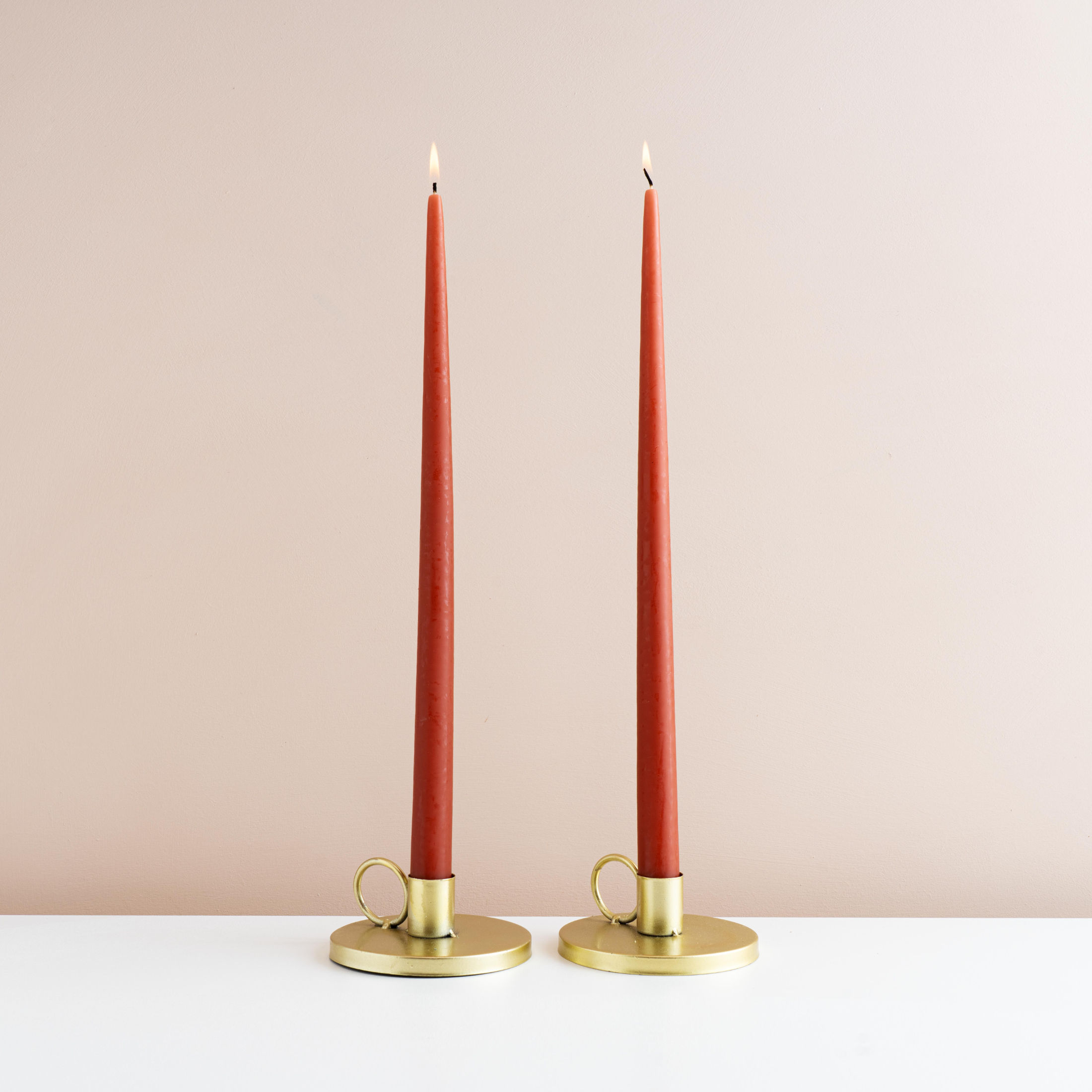 Terracotta Tapered Candles 40cm - Set of 2