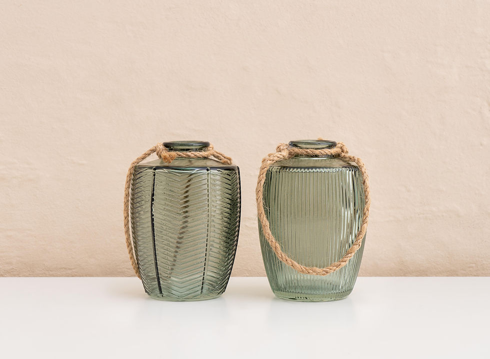 Glass Vase with Rope Detail Set of 2 shellonearth