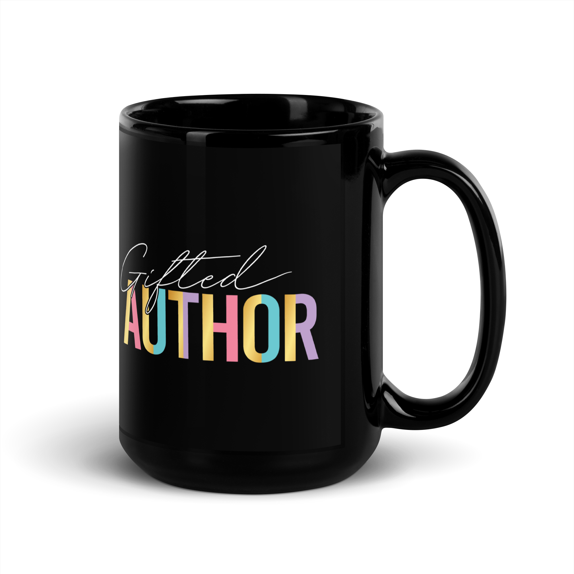 Gifted Author Black Glossy Mug (15 oz)