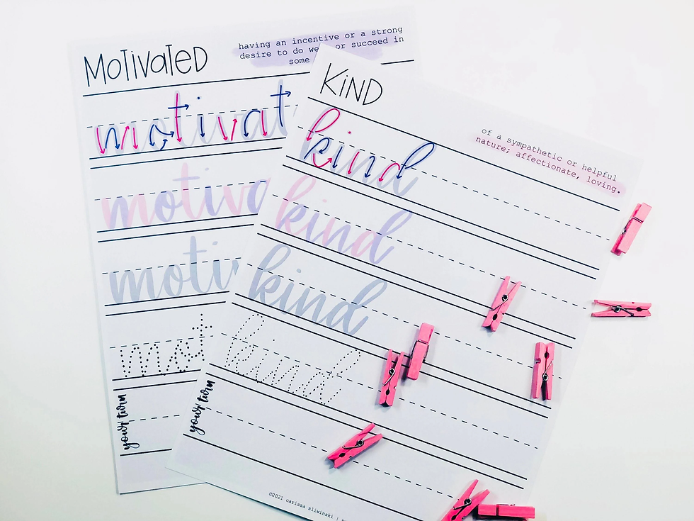 Thumbnail: Learn to Letter, Lettering Worksheets, Positive Words Lettering, Hand Lettering