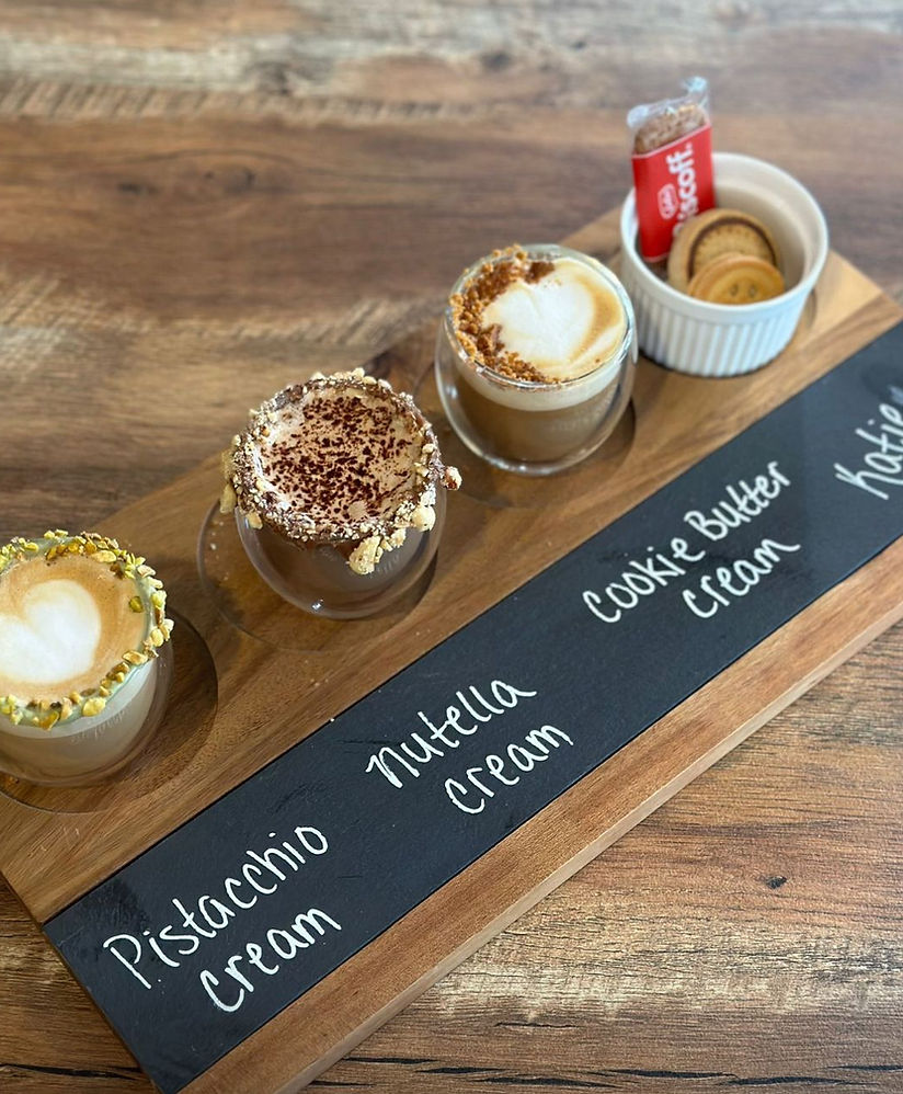 Explore Cafe Club's Specialty Drinks and Coffee Flight Tasting in