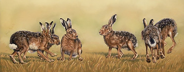 Mad March Hares in pastel