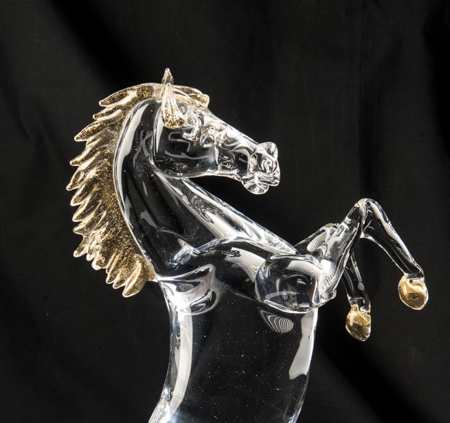 Miniatura: CAVALLO RAMPANTE CRISTALLO ORO