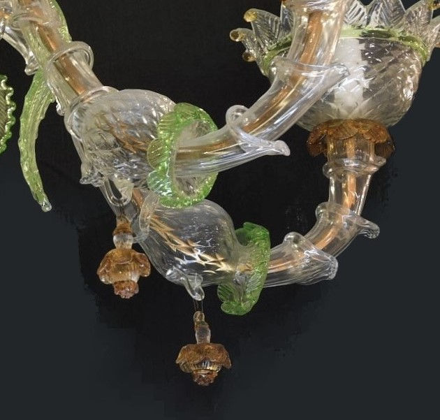 Miniatura: LAMPADARIO AMBRA E VERDE SEMIREZZONICO