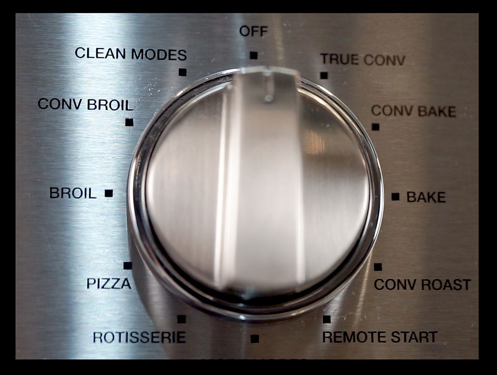 Oven control knob showing all the cooking modes