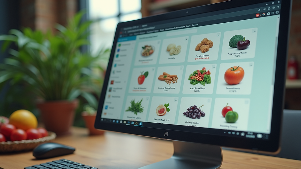 Close-up view of a computer screen showing a B2B food sourcing platform interface