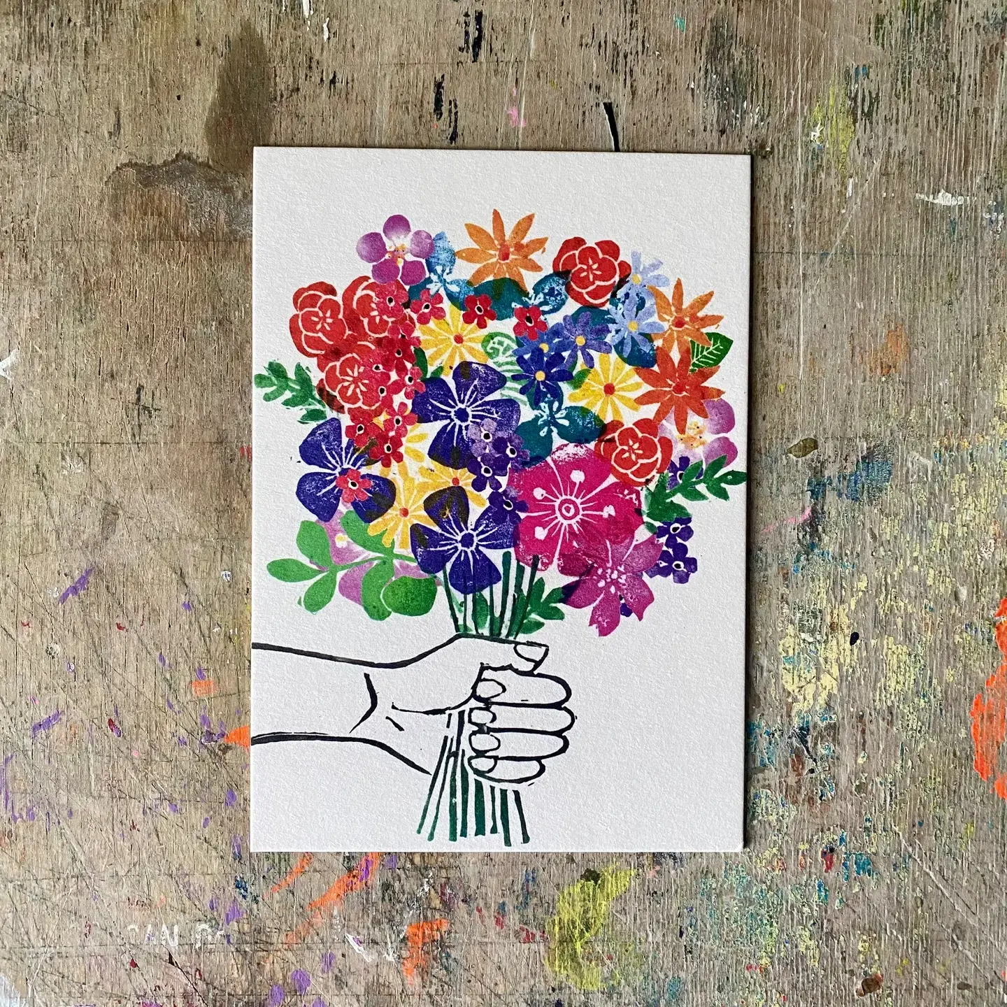 Blumenstrauß Postkarte Geschenk Grußkarte Geburtstag